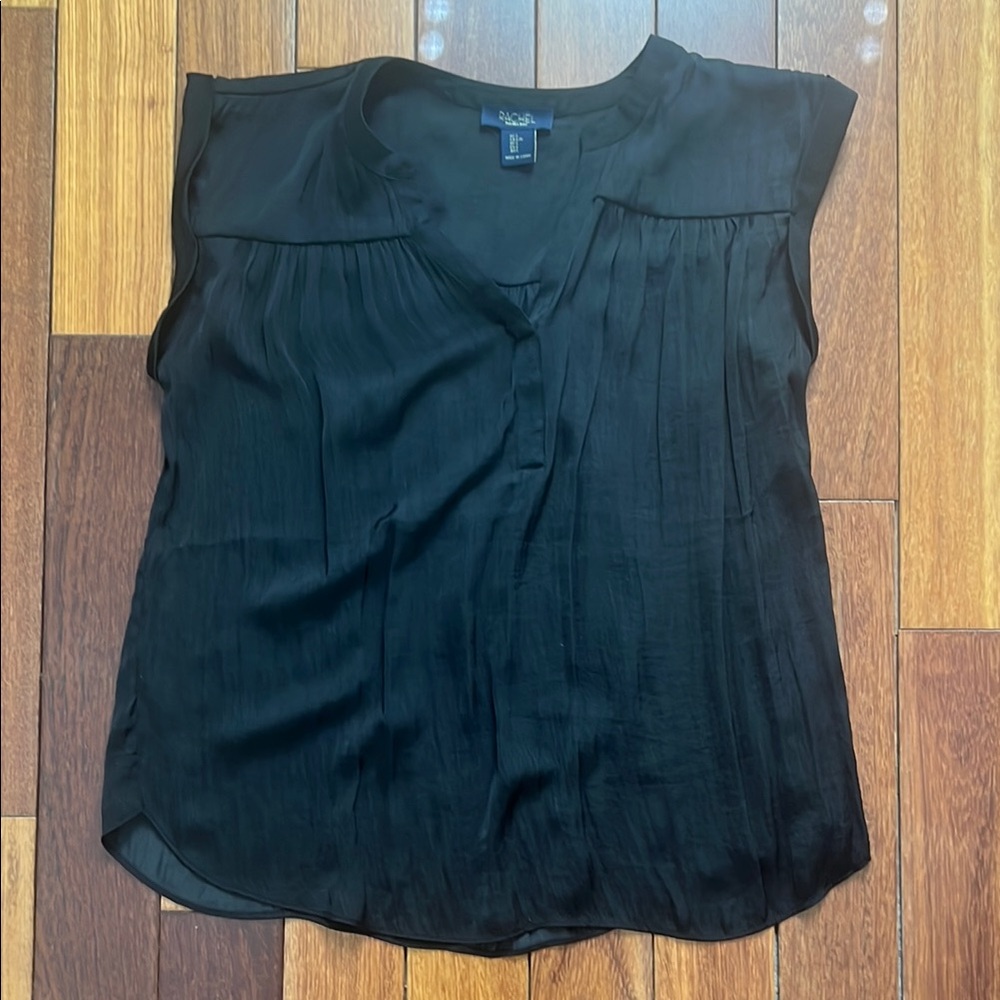 Rachel Black Sleeveless Blouse with V-Neckline
